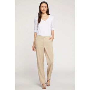 NYDJ Marilyn Linen Blend Trousers In Feather Tan